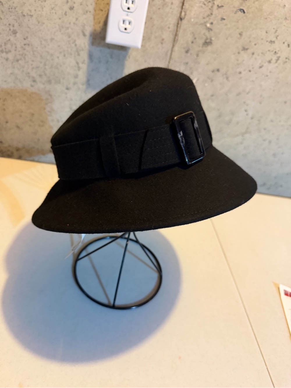 Nine West Black Wool Bucket Hat with Side Buckle